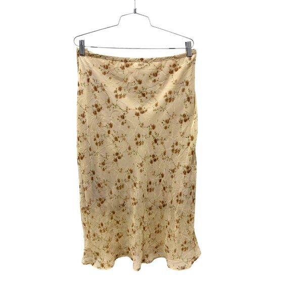 90's Y2K  Maxi Skirt Rachael Green Cream Floral Indie Boho Chic - Picture 1 of 5